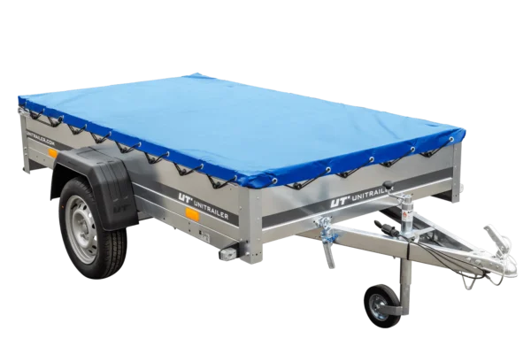 RIMORCHIO LEGGERO 750 kg CON RUOTINO CENTINA H-0 E TELO BLU UNITRAILER ...
