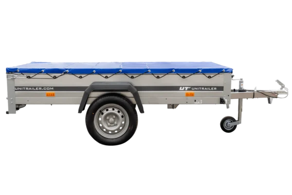 RIMORCHIO LEGGERO 750 kg CON RUOTINO CENTINA H-0 E TELO BLU UNITRAILER ...
