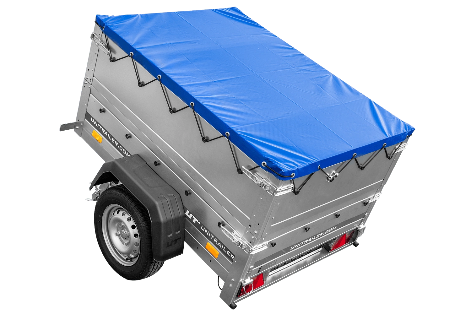 rimorchio carrello leggero senza freni trasporto cose 750 kg unitrailer garden trailer 150 kipp (new) con ruotino sovrasponde e telo blu rimorchio carrello leggero senza freni trasporto cose 750 kg unitrailer garden trailer 150 kipp (new) con ruotino sovrasponde e telo blu