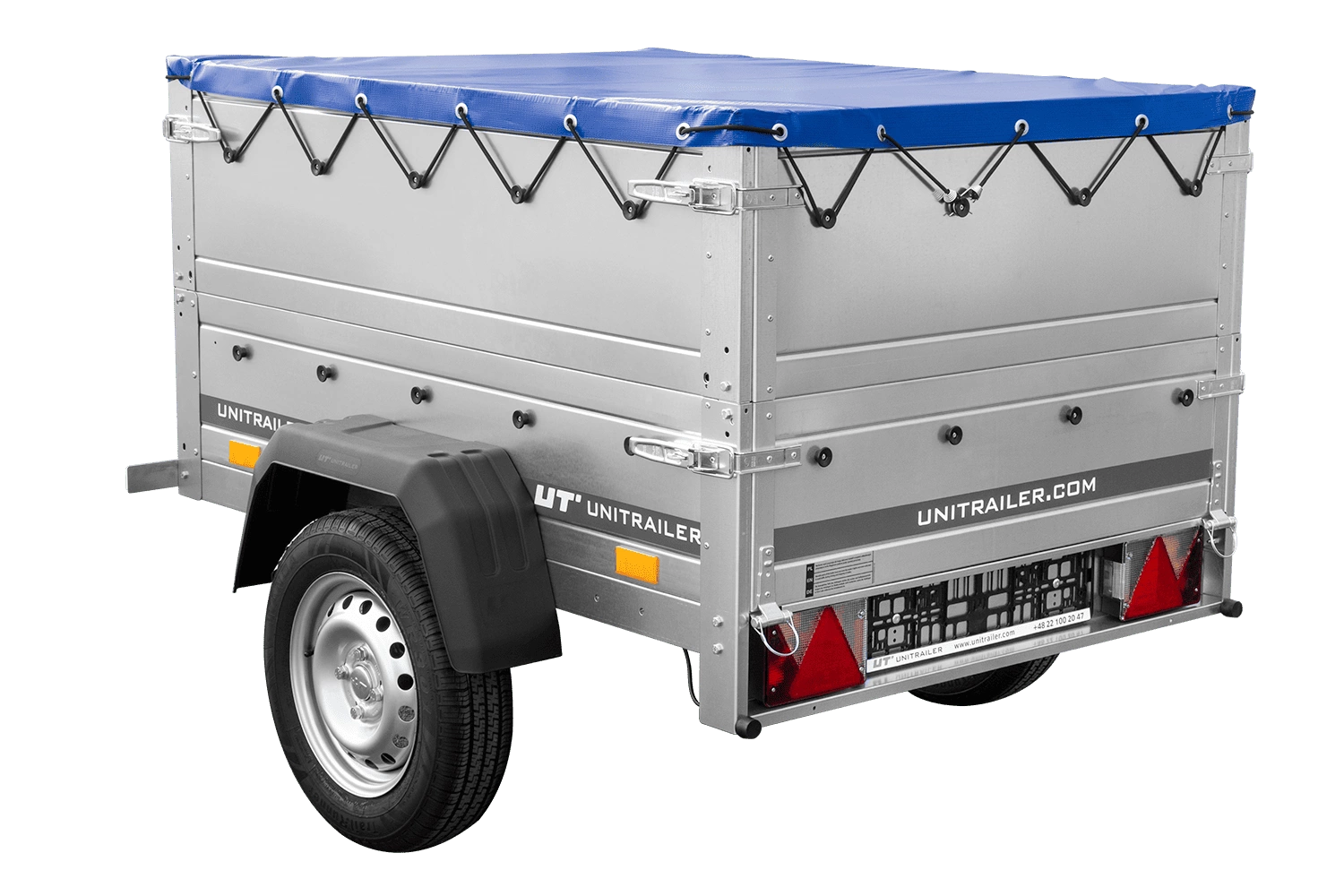 rimorchio carrello leggero senza freni trasporto cose 750 kg unitrailer garden trailer 150 kipp (new) con ruotino sovrasponde e telo blu rimorchio carrello leggero senza freni trasporto cose 750 kg unitrailer garden trailer 150 kipp (new) con ruotino sovrasponde e telo blu