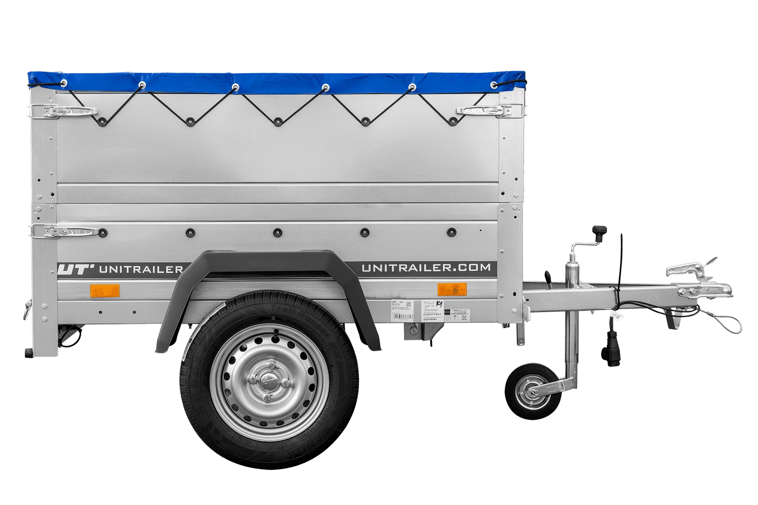 rimorchio carrello leggero senza freni trasporto cose 750 kg unitrailer garden trailer 150 kipp (new) con ruotino sovrasponde e telo blu rimorchio carrello leggero senza freni trasporto cose 750 kg unitrailer garden trailer 150 kipp (new) con ruotino sovrasponde e telo blu